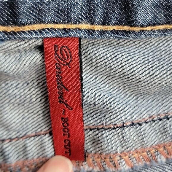 Guess blue denim bootcut jeans distressed Women's Size 29 (Measured 32) - Picture 13 of 16